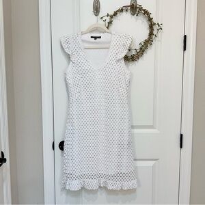 Sharagano Sleeveless White Lace Dress Size 4, EUC